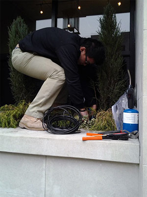 Tim, one of our specialists, is installing a new drip irrigation system